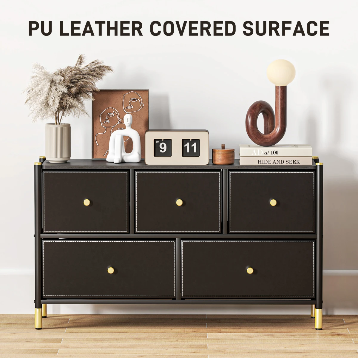 HOMCOM HOMCOM Chest Drawers 3-Drawer PU Leather Bedroom - Chest of Drawers