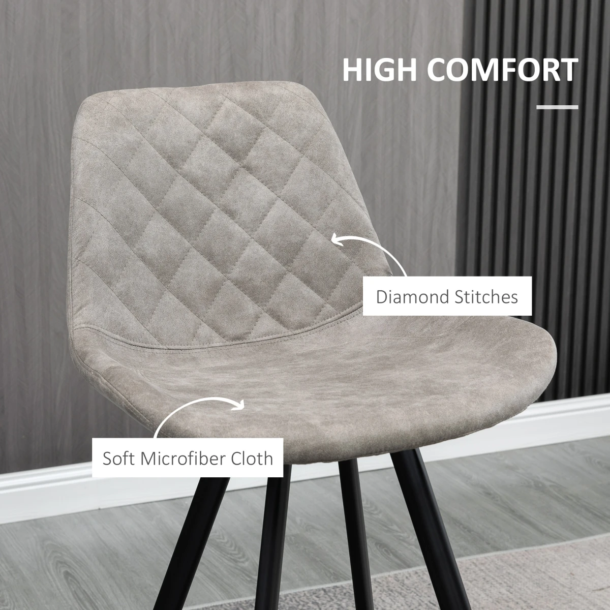 HOMCOM Set Of 2 Bar Stools Vintage Microfiber Cloth Tub Seats Padded Steel Grey by HOMCOM
