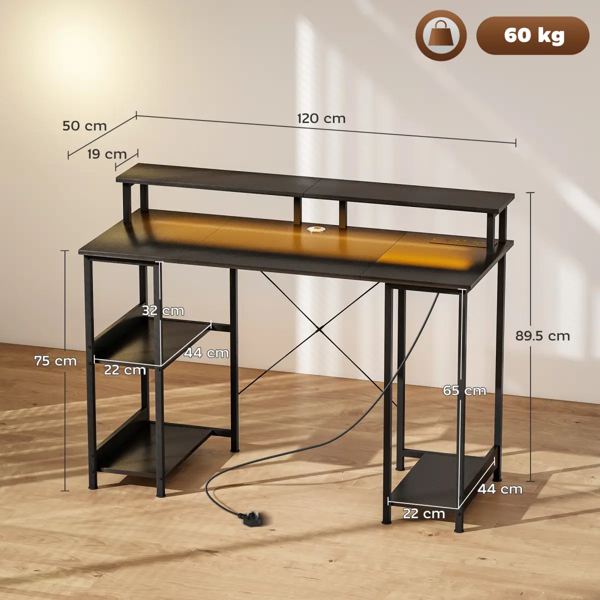 HOMCOM HOMCOM Computer Desk Reversible Home Office Desk with Storage Grey - Desk
