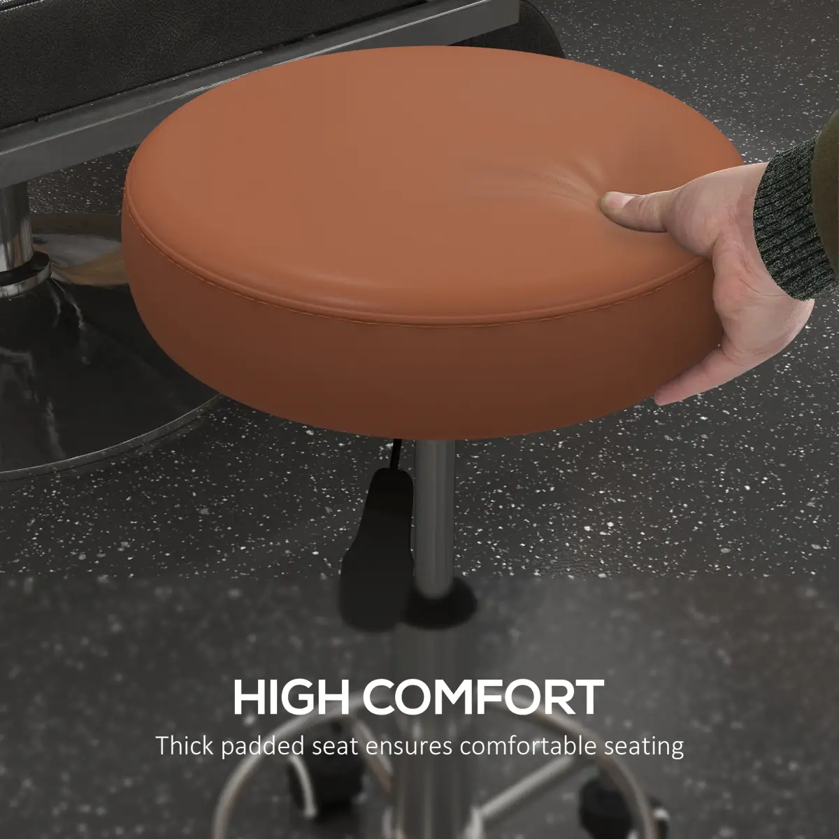 Vinsetto Vinsetto Round PU leather Salon Beautician Stool Adjustable Height, Brown - Bar Stool