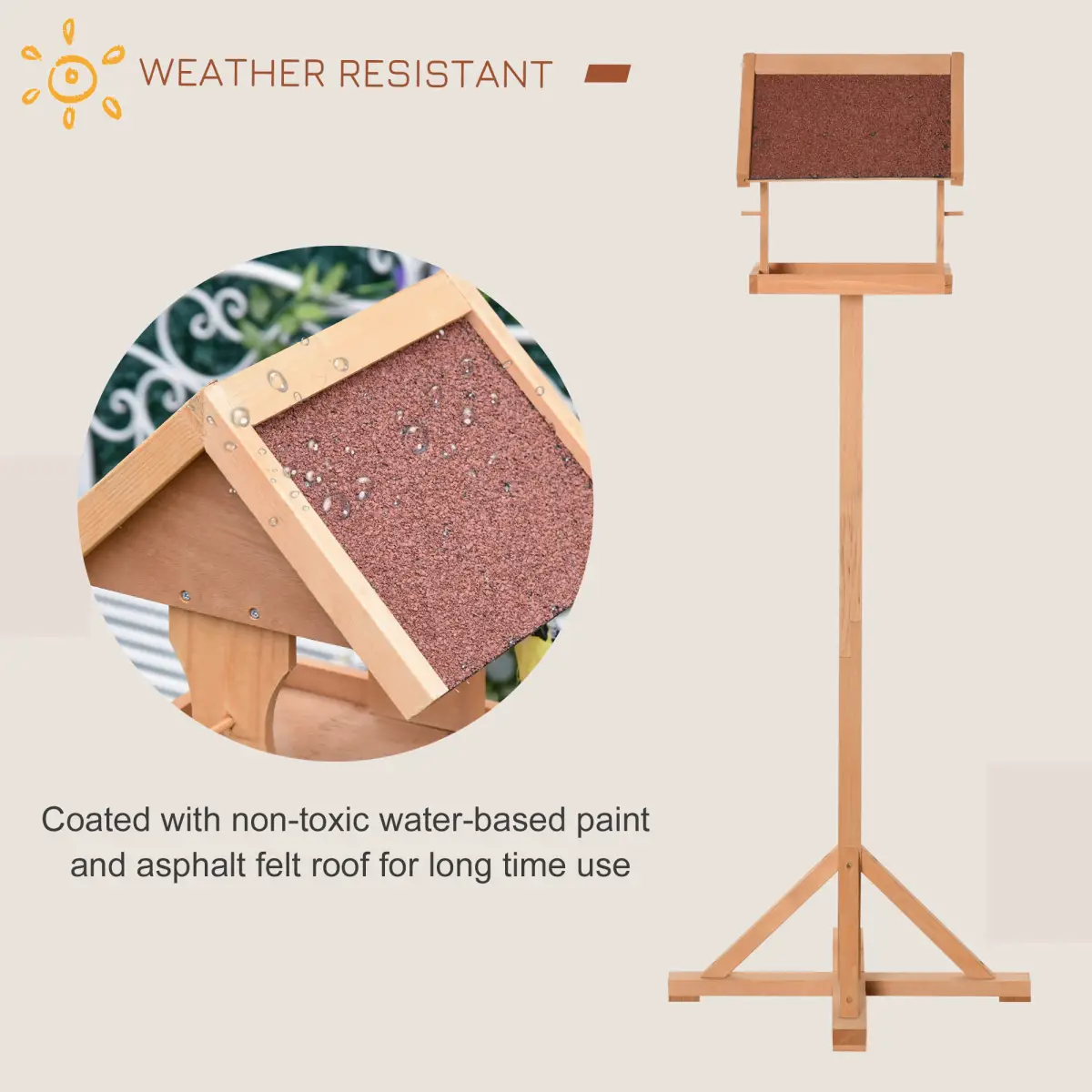 Pawhut Wooden Bird Feeder Freestanding Cross-shaped Support Feet Weather Resistant - Bird Feeder