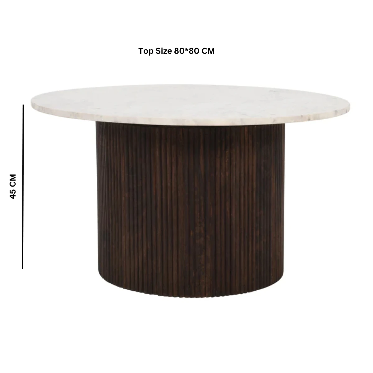 Indian Hub Opal Round Marble Coffee Table Fluted Base Living - Coffee Table