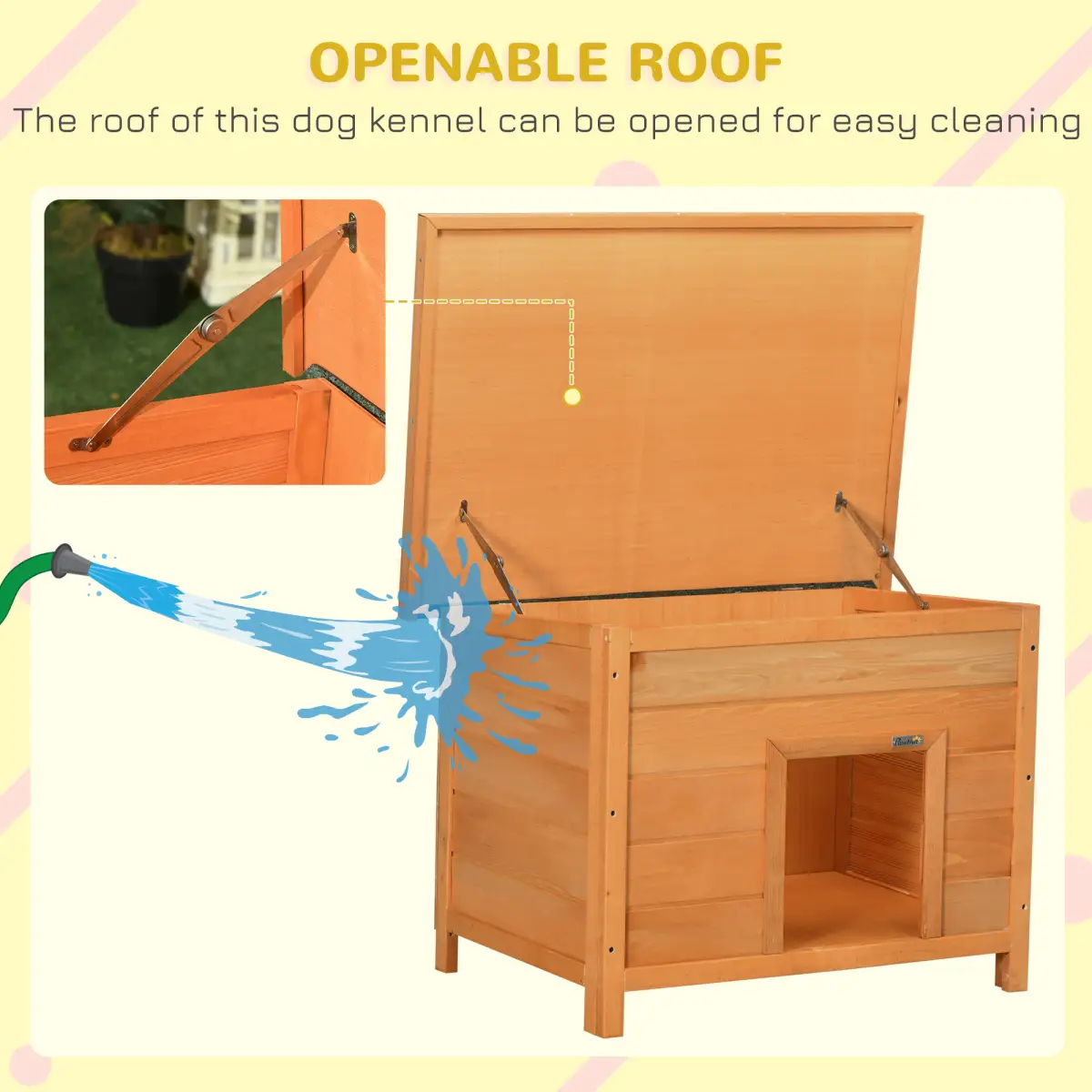 Pawhut 82cm Wooden Dog Kennel House Garden Shelter Backyard Waterproof Pet Supplies - Dog Kennel