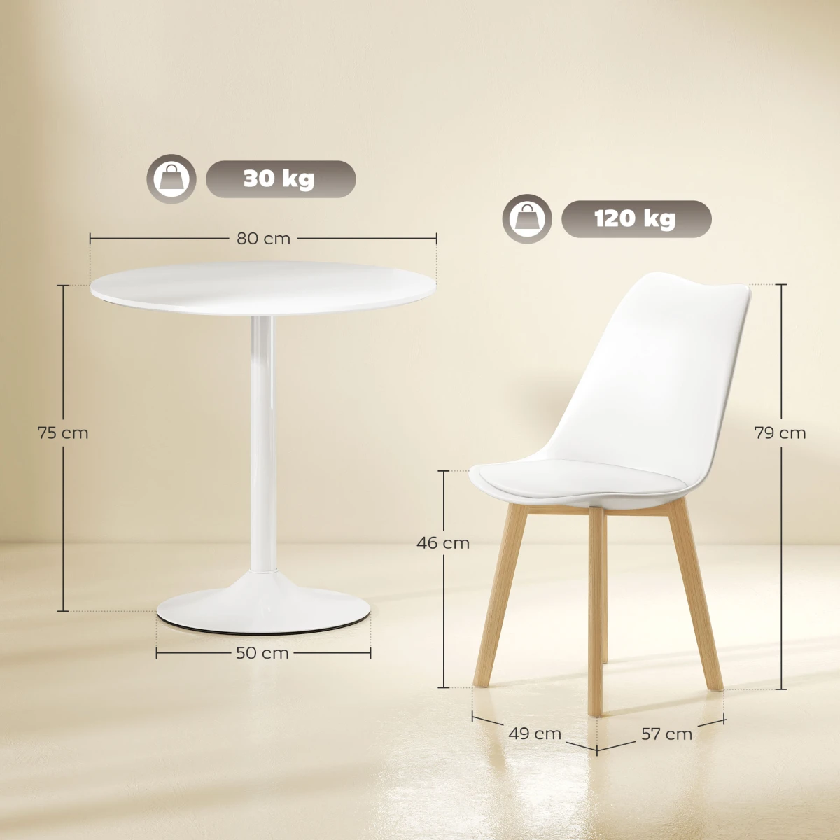 N/A Premium Dining Set 4Seater Space Saving Apartment - Dining Table