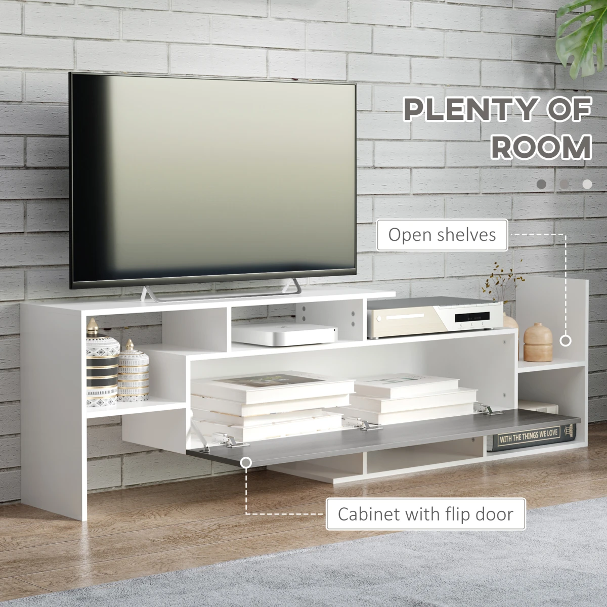 Homcom HOMCOM TV Cabinet Living Room Open Shelves Hidden Cabinet - TV Unit