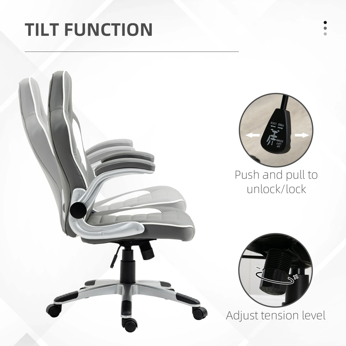 Vinsetto Elite Racing Chair 112-122cm Adjustable Flip Armrests Gamers - Office Chair