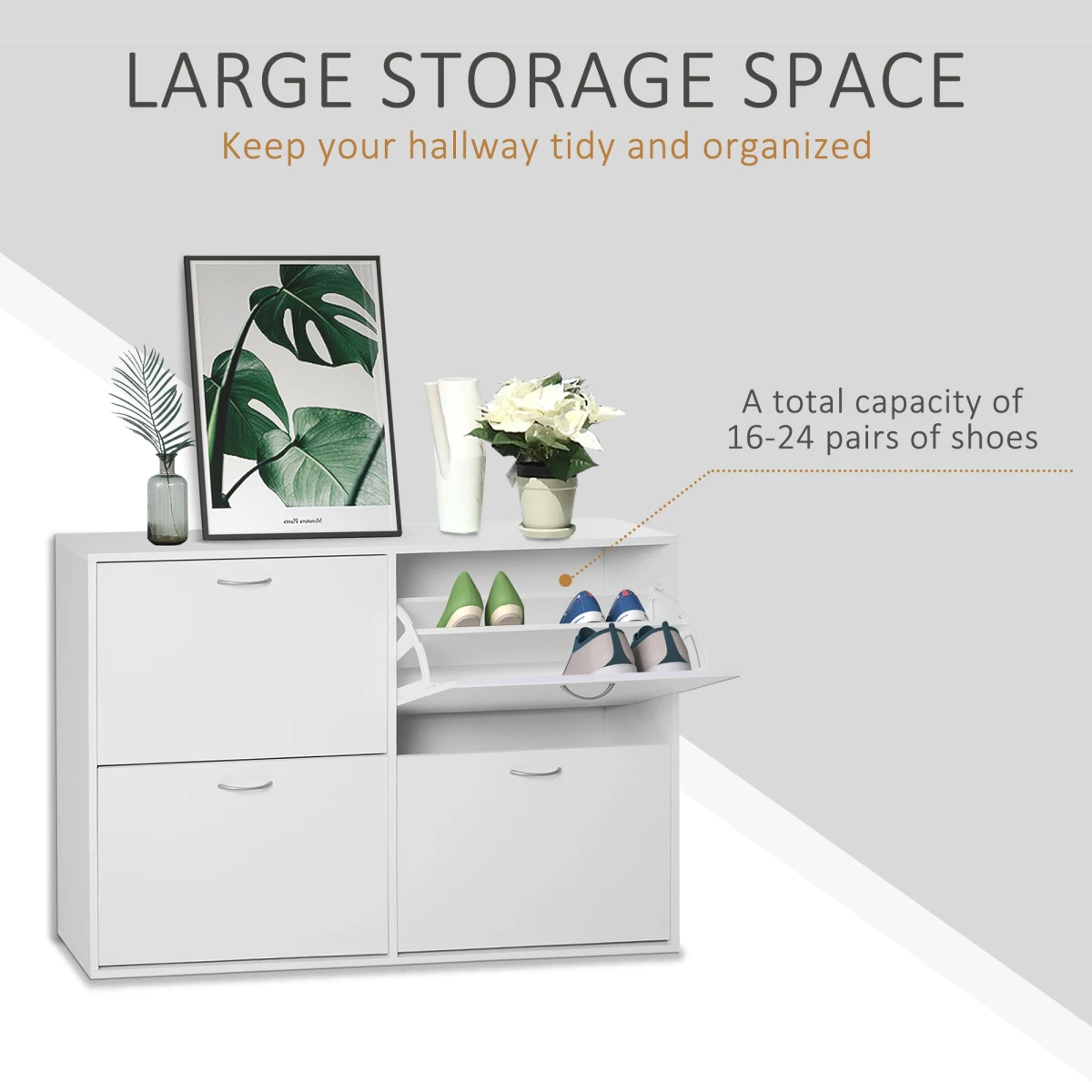 Premium Shoe Cabinet 4-Drawer Flip-Down Home by Unbranded