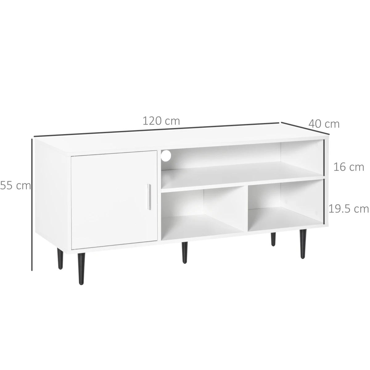 HOMCOM TV Stand 120cm Cable Hole Storage Living Room - TV Unit