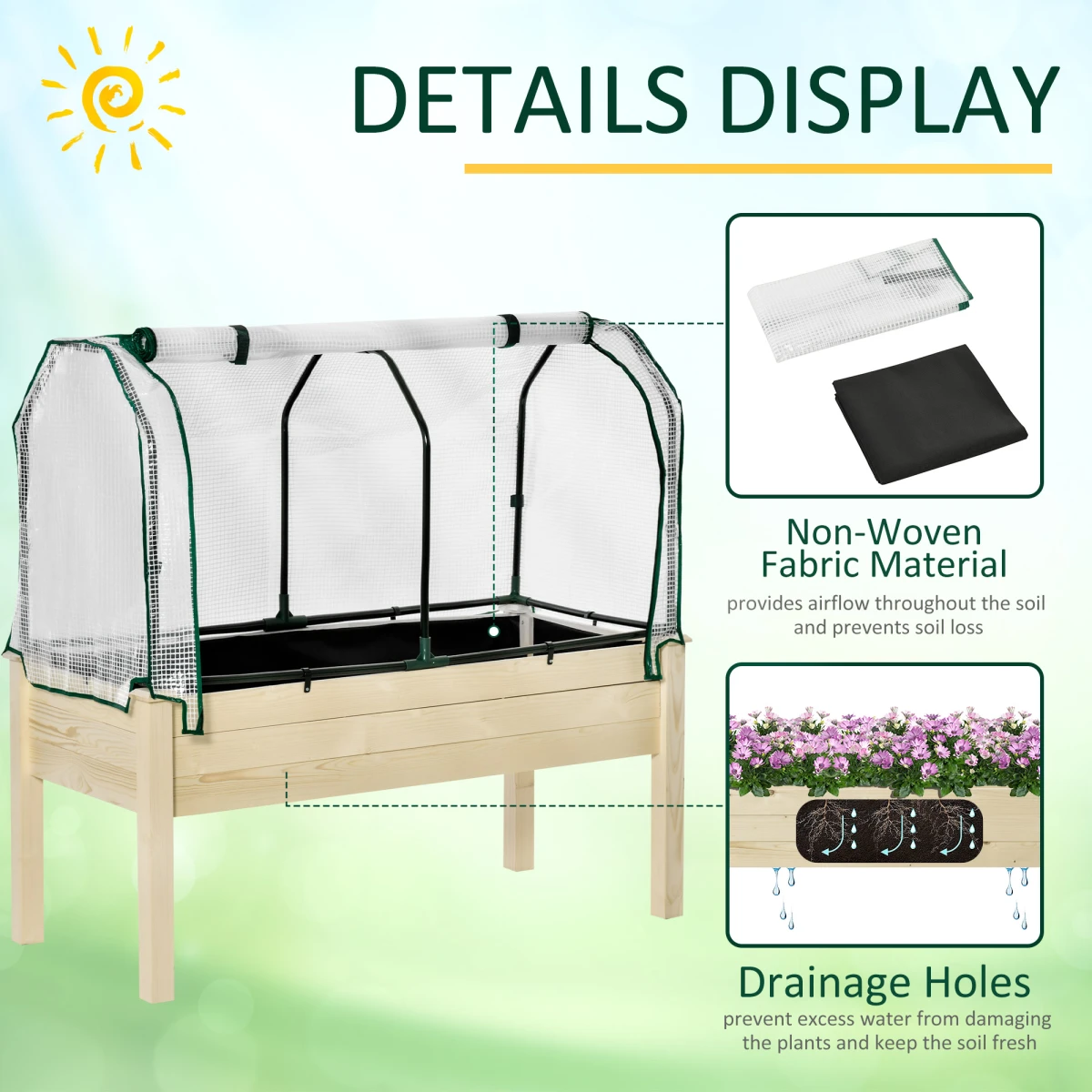 Outsunny Top Garden Bed 4ft Planter Greenhouse Cover For Gardeners - Planters