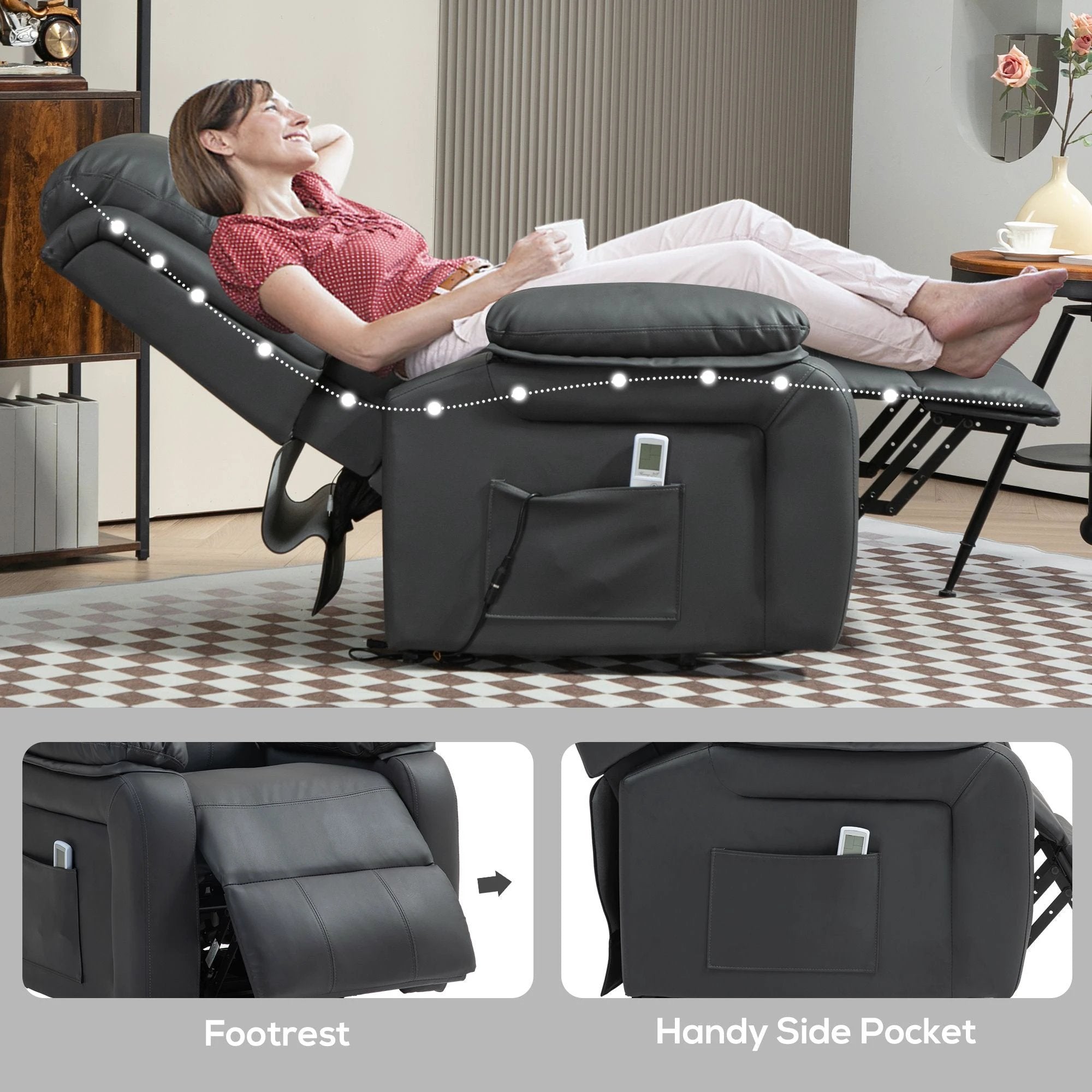 HOMCOM Riser and Recliner Chair Power Lift Recliner with Remote - Recliner