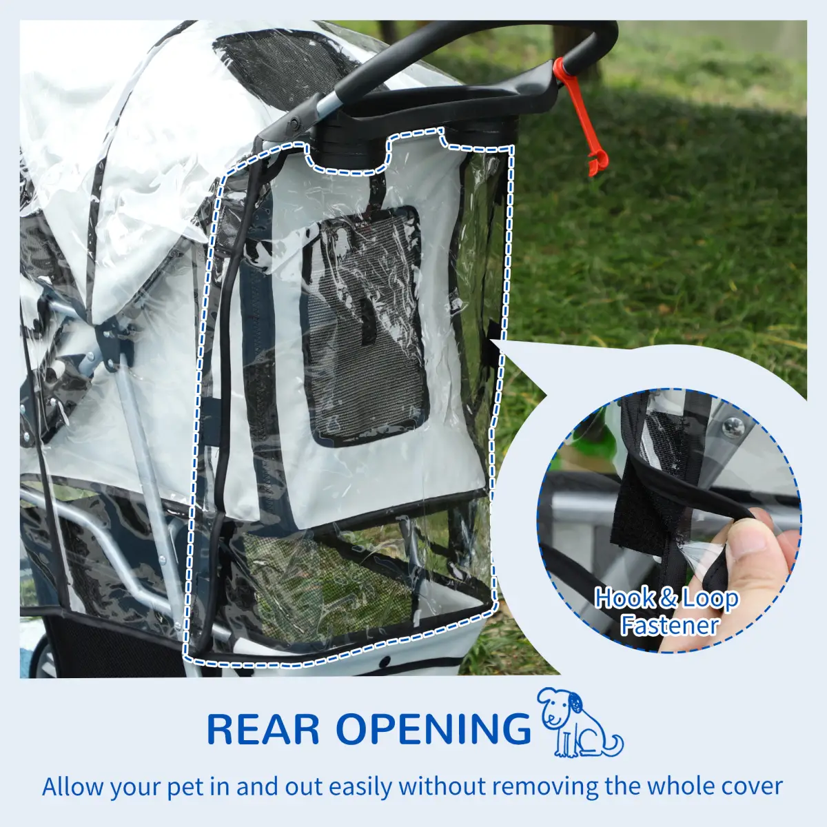 PawHut PawHut Dog Stroller Rain Cover w/ Rear Entry, Cover, for Dog Pram - Pet Carrier