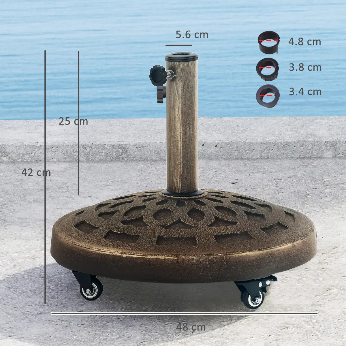 Outsunny Outsunny 21kg Resin Garden Parasol Base Umbrella Stand with Wheels - Parasol