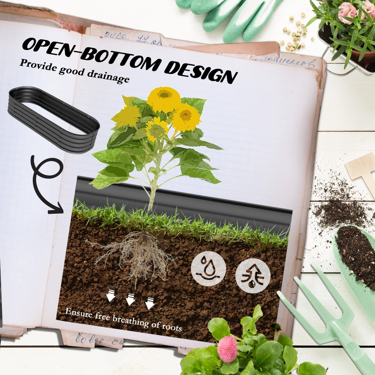 Outsunny Raised Garden Bed Planter With Safety Edging by Outsunny