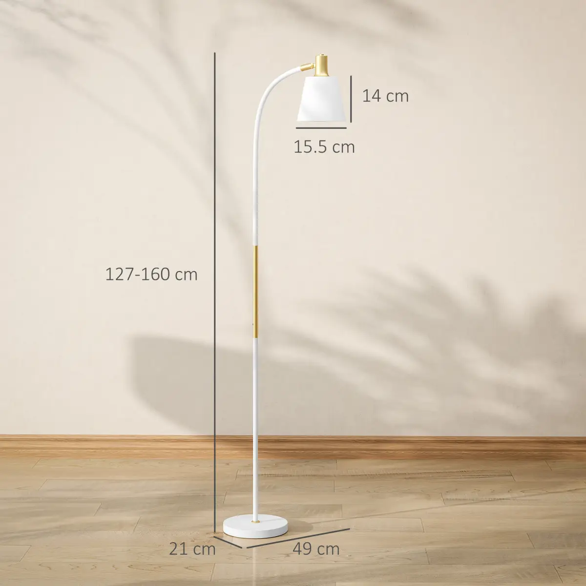HOMCOM HOMCOM Spotlight Reading Standing Lamp with Adjustable Height, White - Spotlight