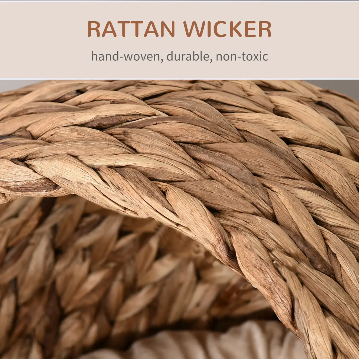 PawHut Wicker Cat House, Raised Cat Bed with Cylindrical Base, 42 x 33 x 52cm - Cat House