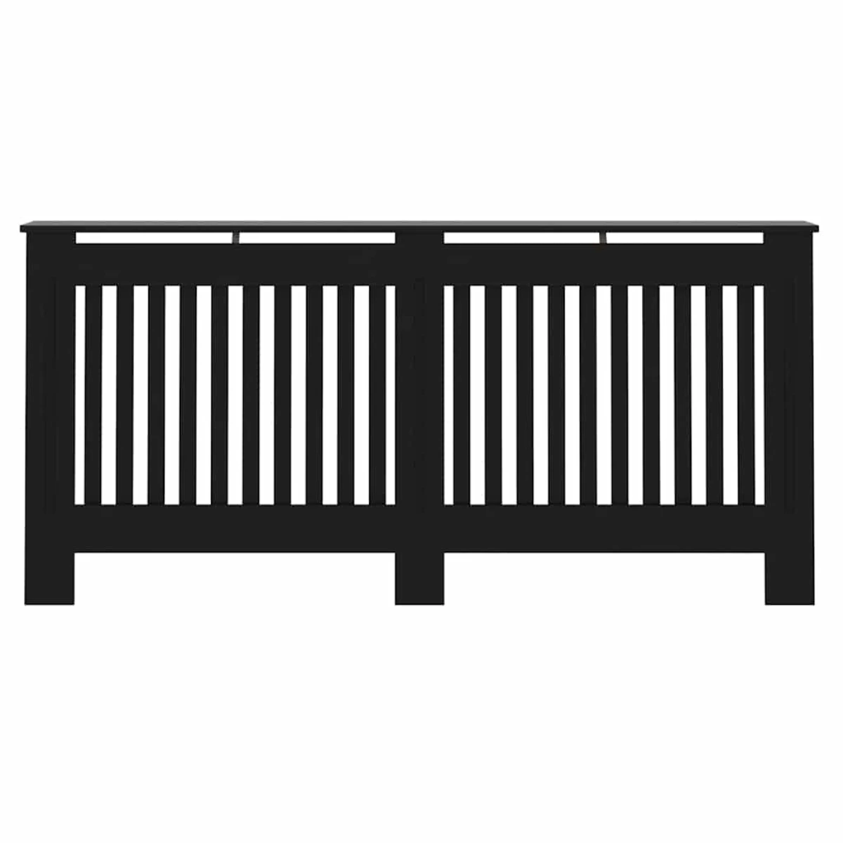 vidaXL VidaXL Radiator Cover 172 x 19 x 81.5 cm Black Two Piece Engineered Wood Modern Living Room - Radiator