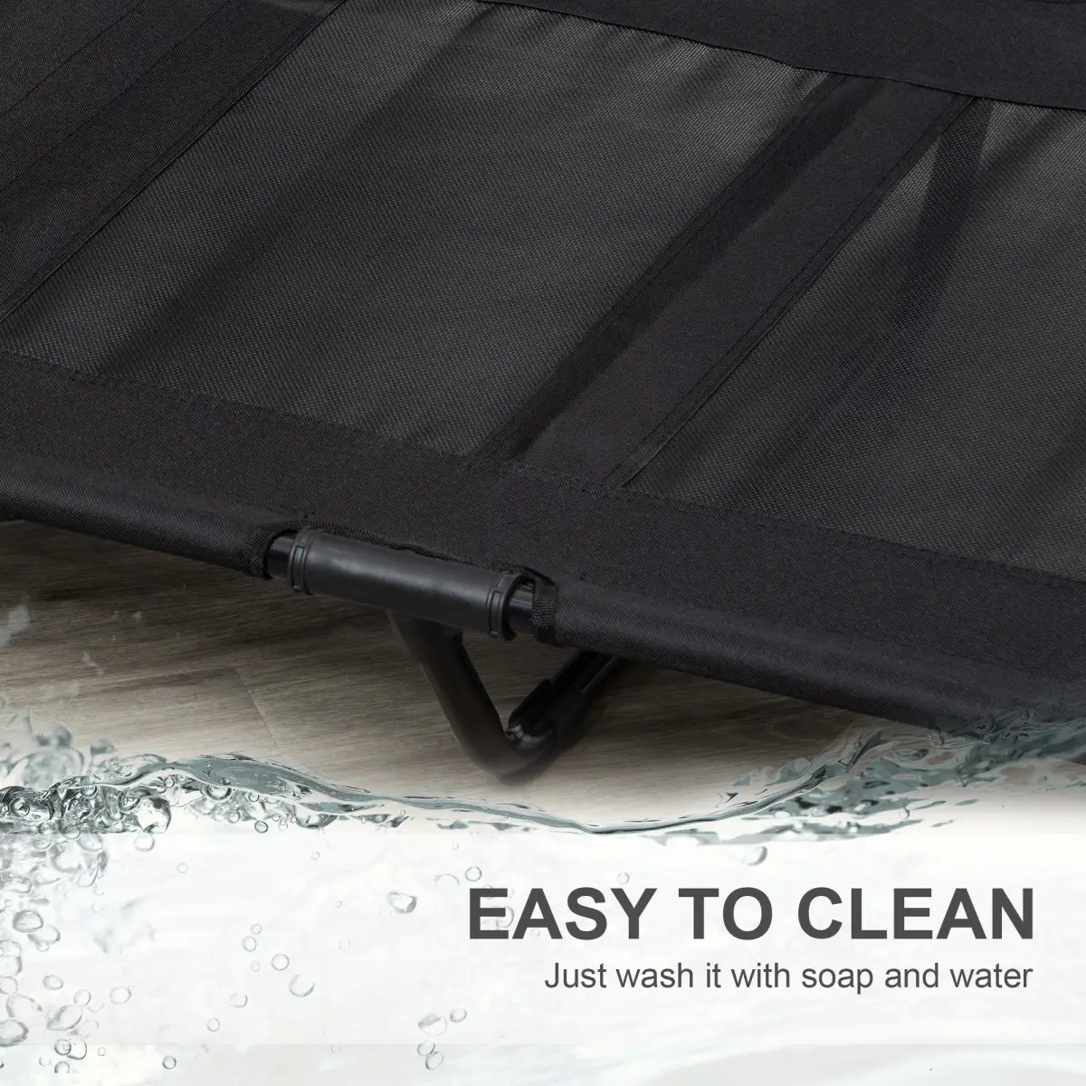 PawHut PawHut Large Pet Cot Portable Dog Cat Sleep Bed Elevated Camping Outdoor Black - Dog Beds