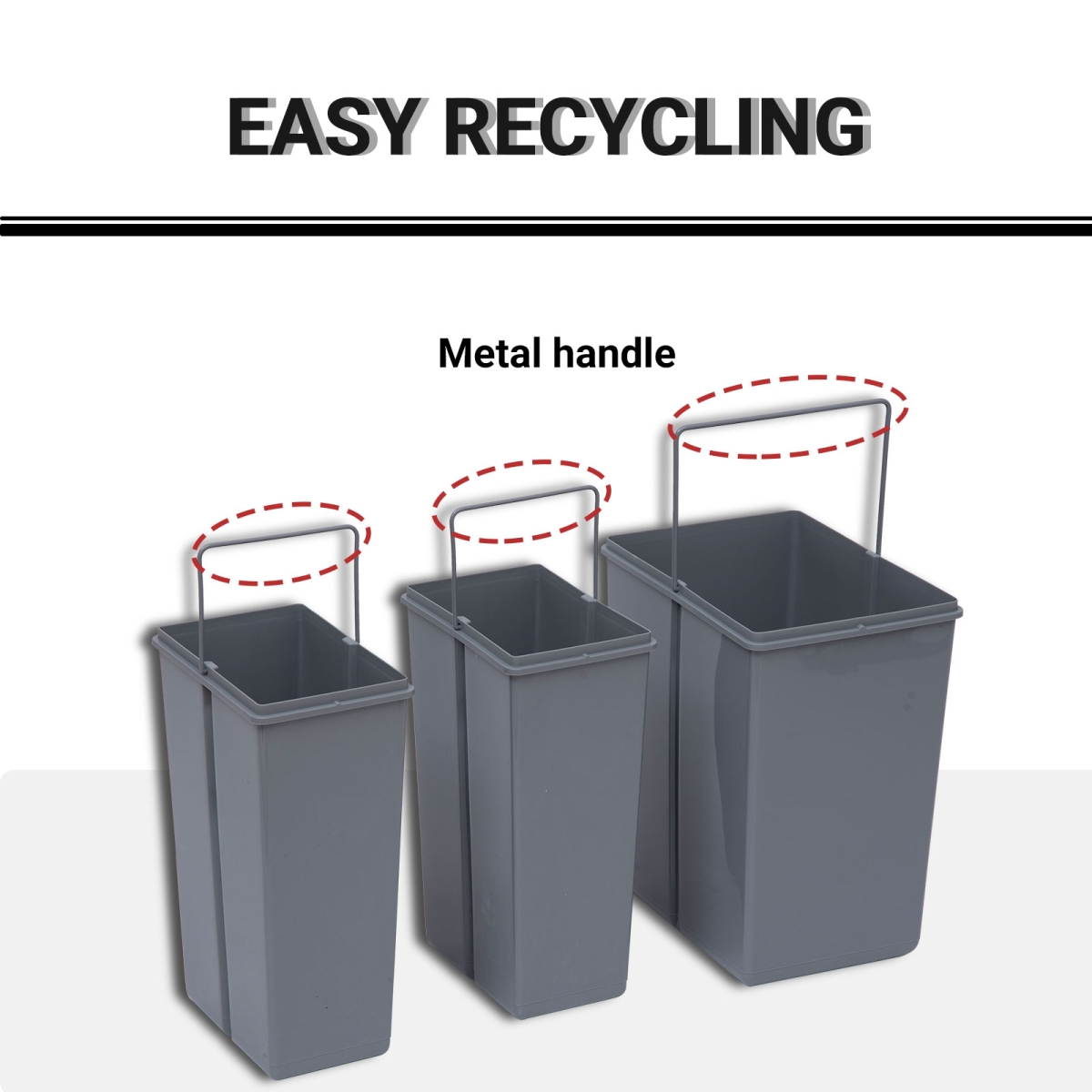 Recycle Waste Bin Pull Out Dustbin Recycling Cabinet 40L-Grey - from HOMCOM