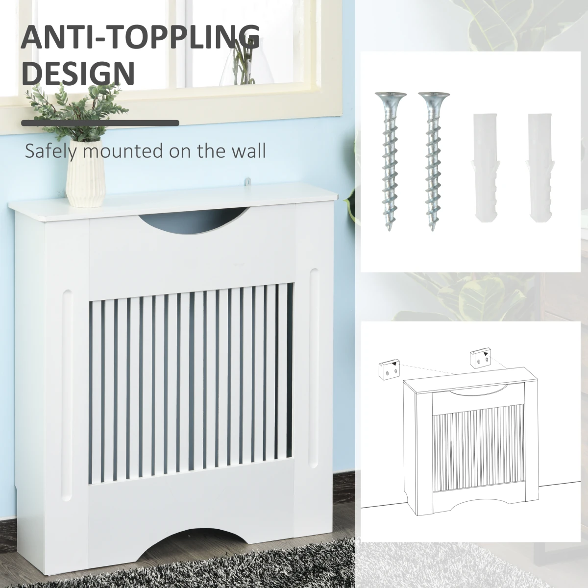 HOMCOM HOMCOM Radiator Cover Slatted Front White Home - Radiator