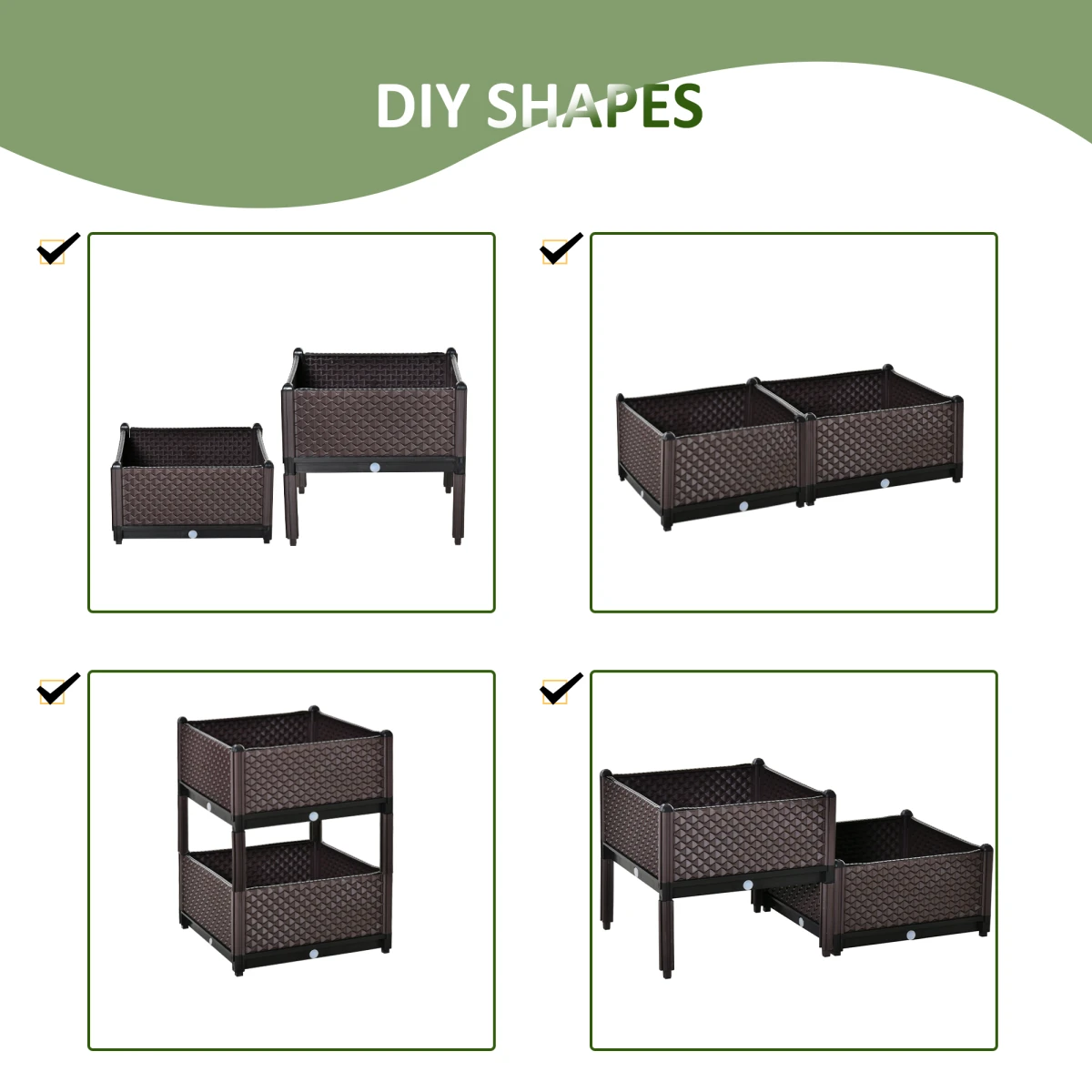 Outsunny Duo Design Two Tier Planter Self Watering For Flowers - Planters