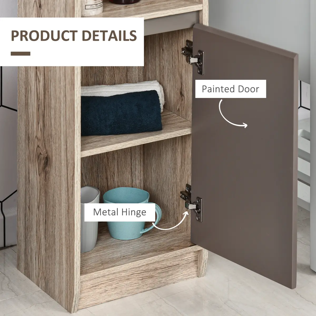 Unbranded 170cm Freestanding Storage Cabinet Slimline Unit w/ 2 Cupboards 2 Compartments - Display Cabinet