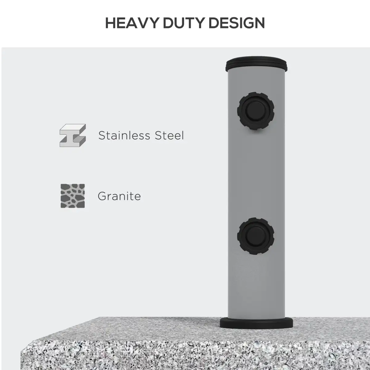 Outsunny Outsunny 28kg Heavy Duty Granite Parasol Base with Wheels, Retractable Handle - Parasol