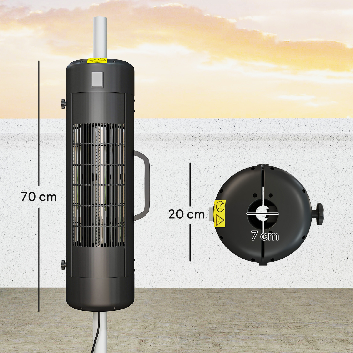 Outsunny Outsunny Electric Parasol Mounted Patio Heater, Outdoor Heater w/ 2 Setting - Parasol