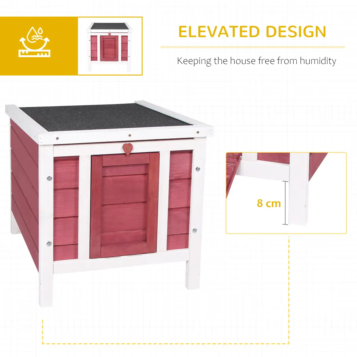 PawHut PawHut Wooden Rabbit Hutch Bunny Cage Guinea Pig House Pet Habitat Ferret Red - Rabbit Hutch