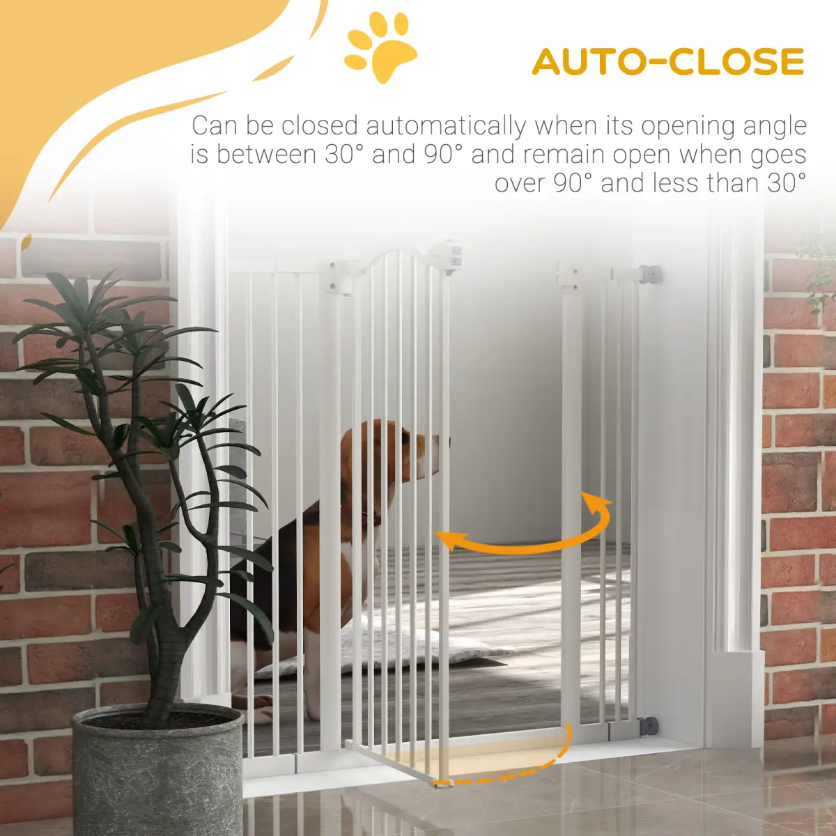 PawHut PawHut 74-100cm Adjustable Metal Pet Gate Safety Barrier w/Auto-Close Door White - Pet Gate