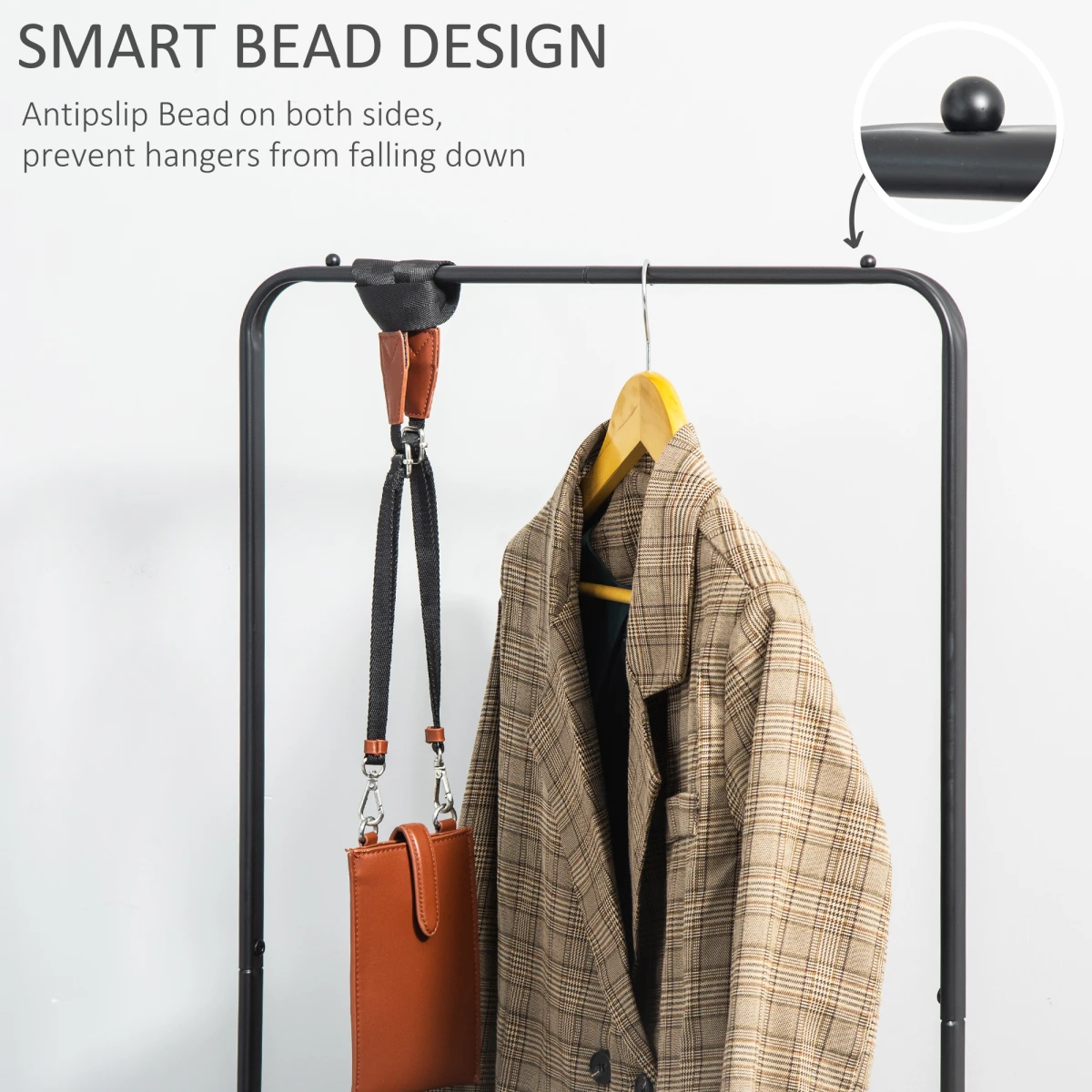 HOMCOM Metal Clothes Rack 37.3cm On Wheels For Small Spaces by Homcom