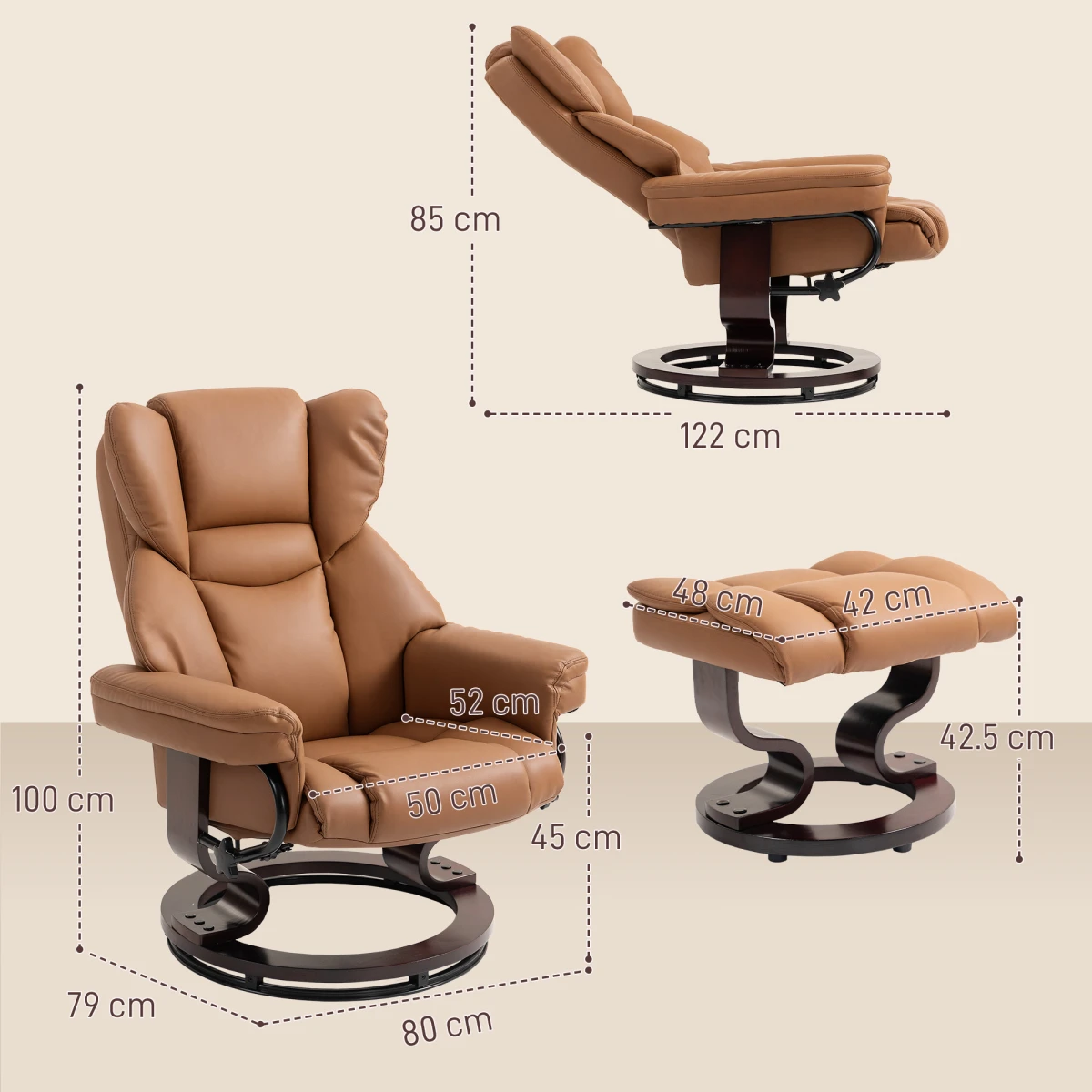 HOMCOM Leather Recliner Chair 145 Manual - Recliner