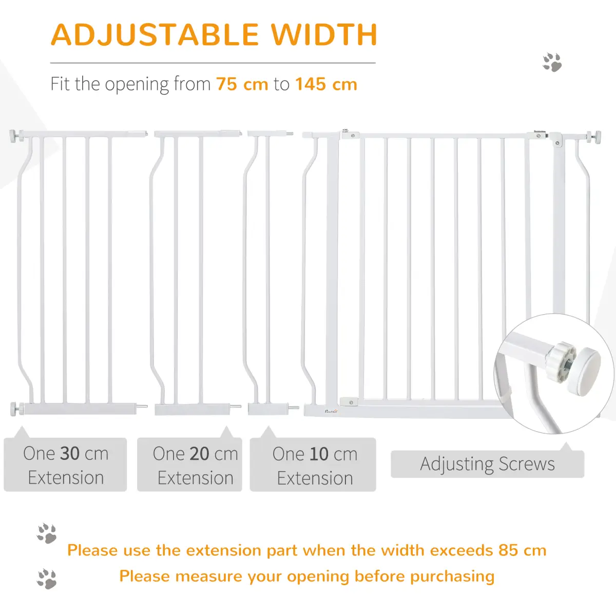 Unbranded Pet Safety Gate Dog Barrier Dog Metal Pet Barrier, for Doorways - White - Pet Gate