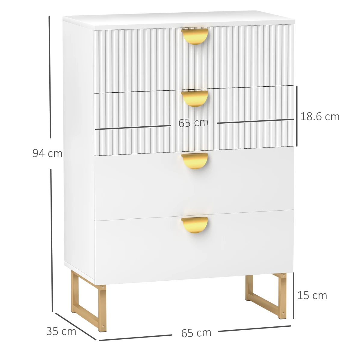 HOMCOM Chest Of Drawers 4 Drawers Anti Tip - Chest of Drawers