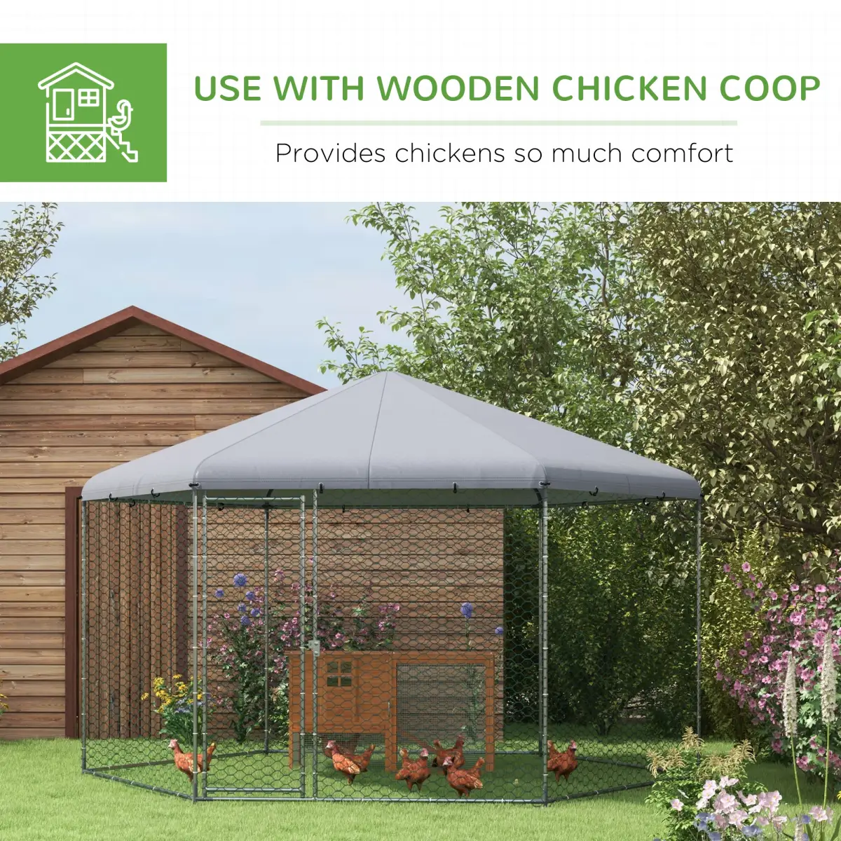 PawHut PawHut Walk in Chicken Run with Cover for 10-15 Chickens, Hens, Rabbits, Ducks - Chicken Coop