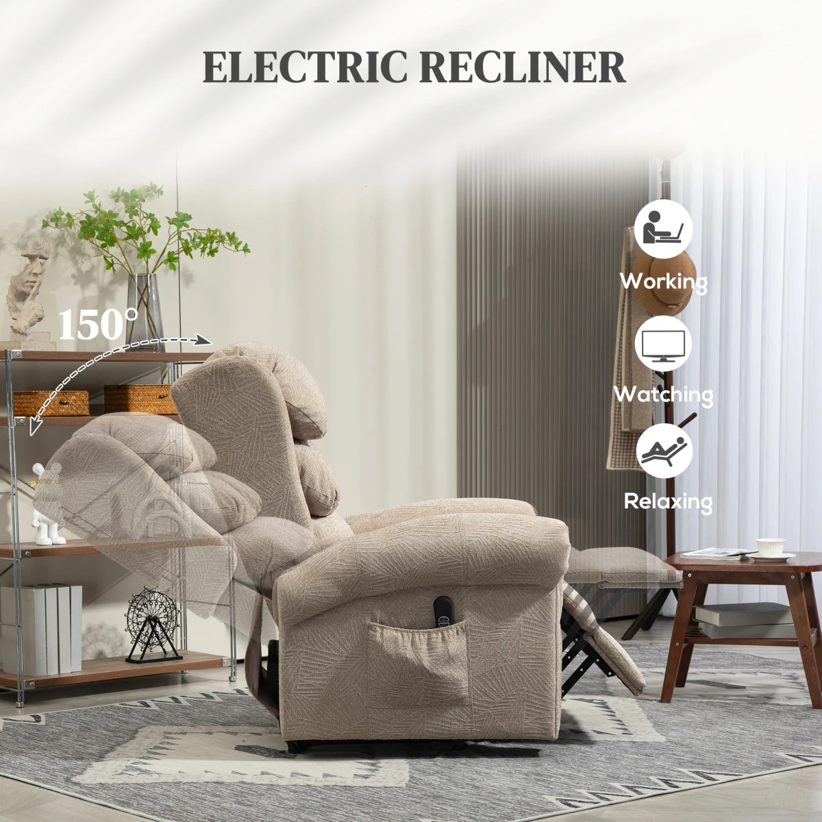 HOMCOM Lift Recliner Chair Oversized Remote for Elderly by HOMCOM