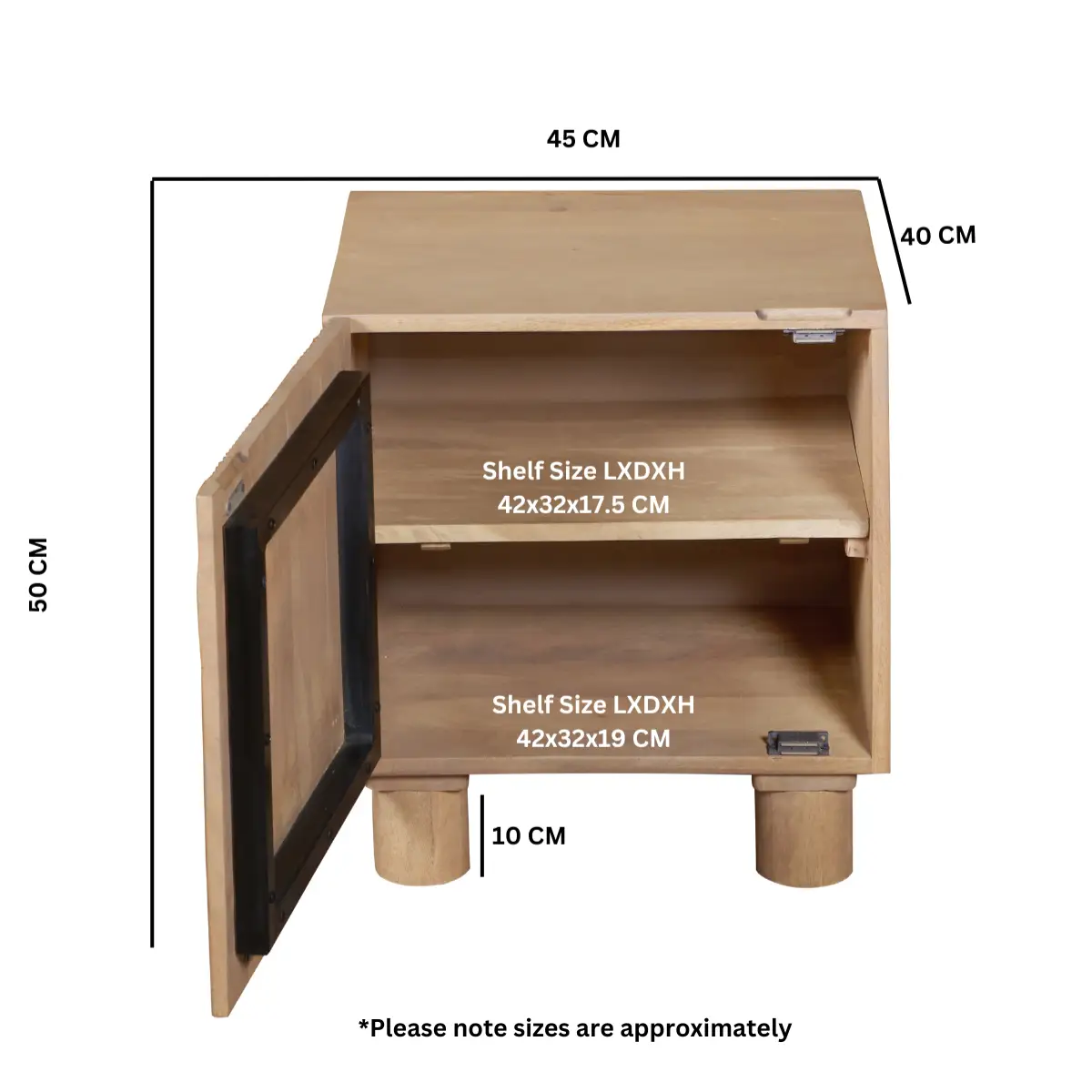 Indian Hub Austin Solid Wood Bedside Table - Bedside Table