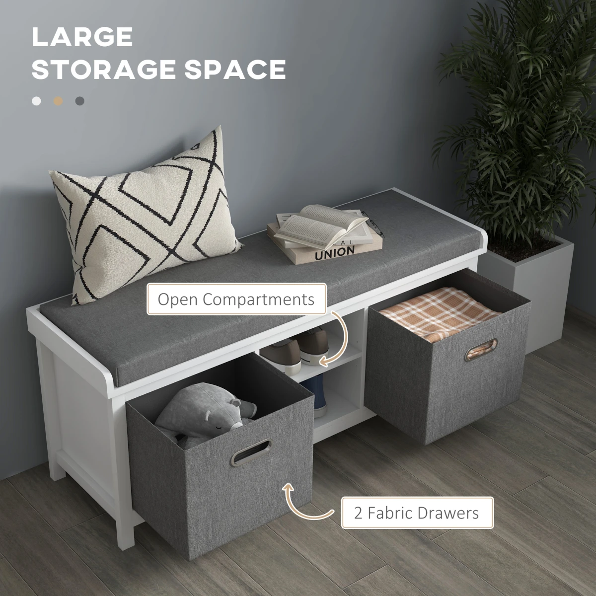 HOMCOM HOMCOM Shoe Bench Cushioned Seat Fabric Drawers - Shoe Storage