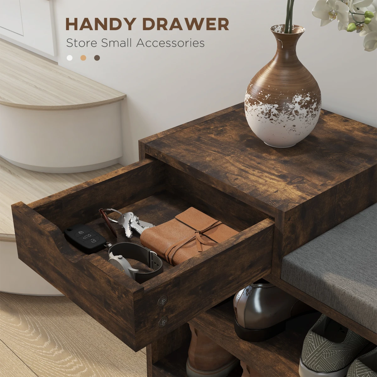 HOMCOM Shoe Bench Compact Drawer Entryway by HOMCOM