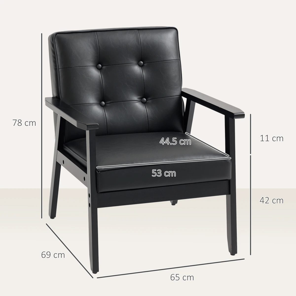 HOMCOM PU Leather Accent Chair With Armrests Living Room by HOMCOM