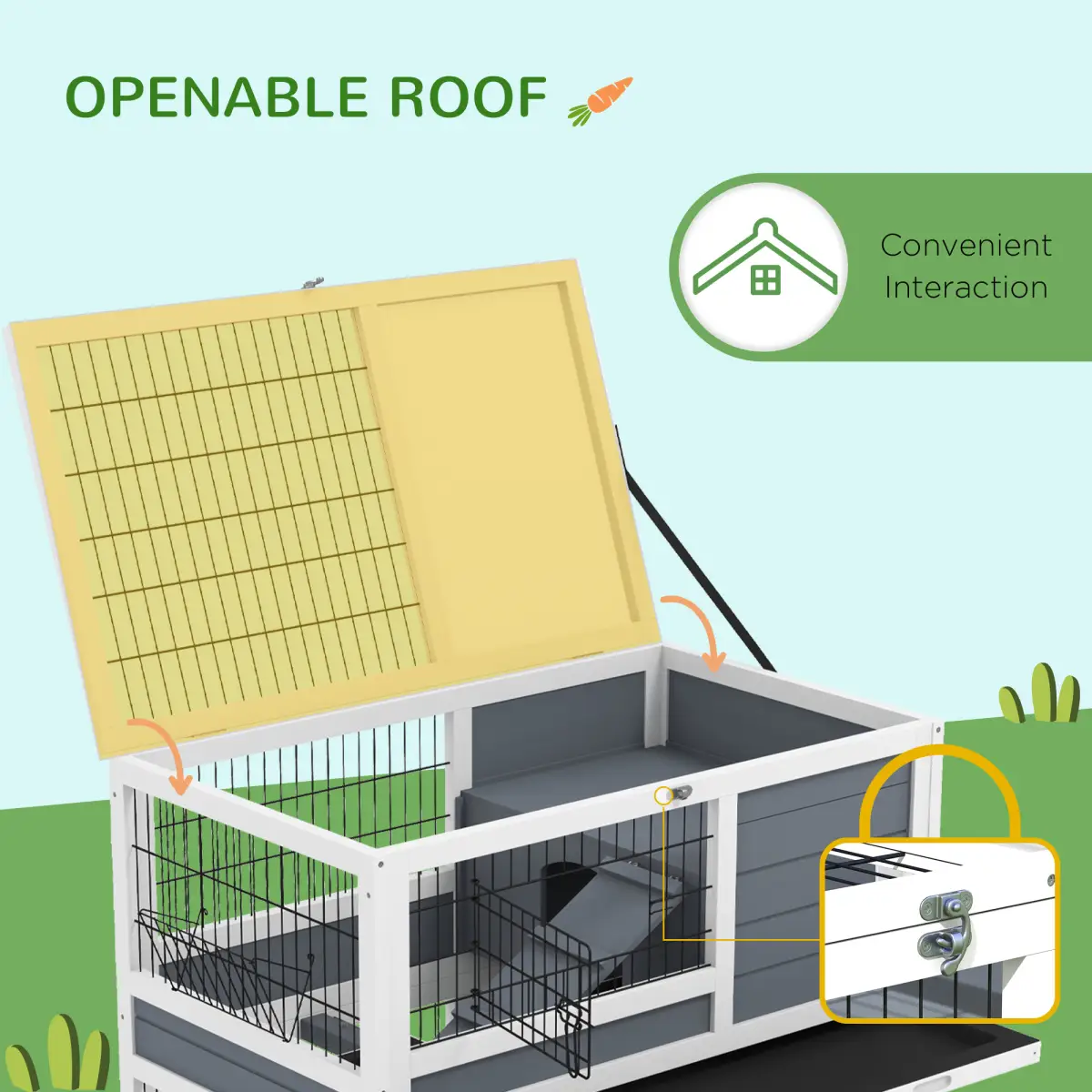PawHut PawHut Double Deckers Indoor Rabbit Hutch w/ Feeding Trough, Slide-Out Trays - Rabbit Hutch