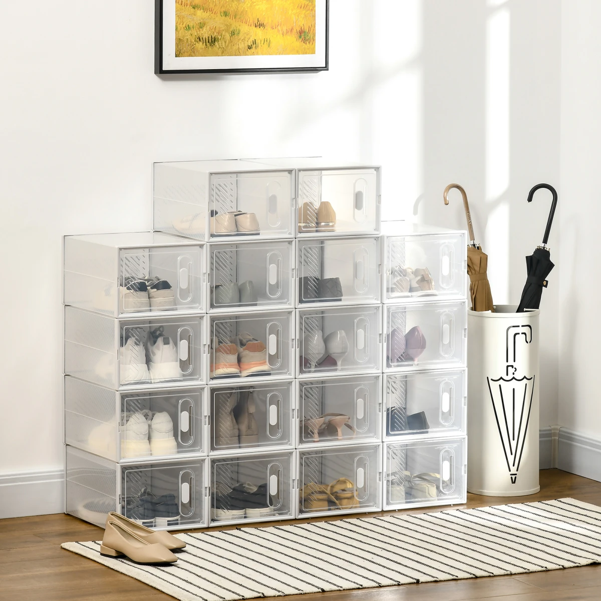 Stackable 18Box Shoe Cabinet With Magnetic Doors by N/A