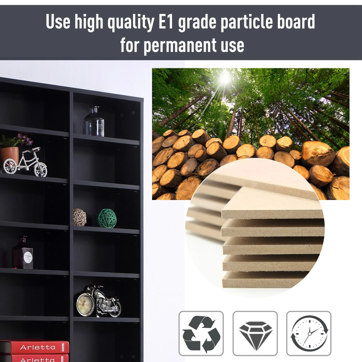 Unbranded HOMCOM CD DVD Media Storage Shelves Display Shelf Racks Wooden Frame Black - Wine Rack