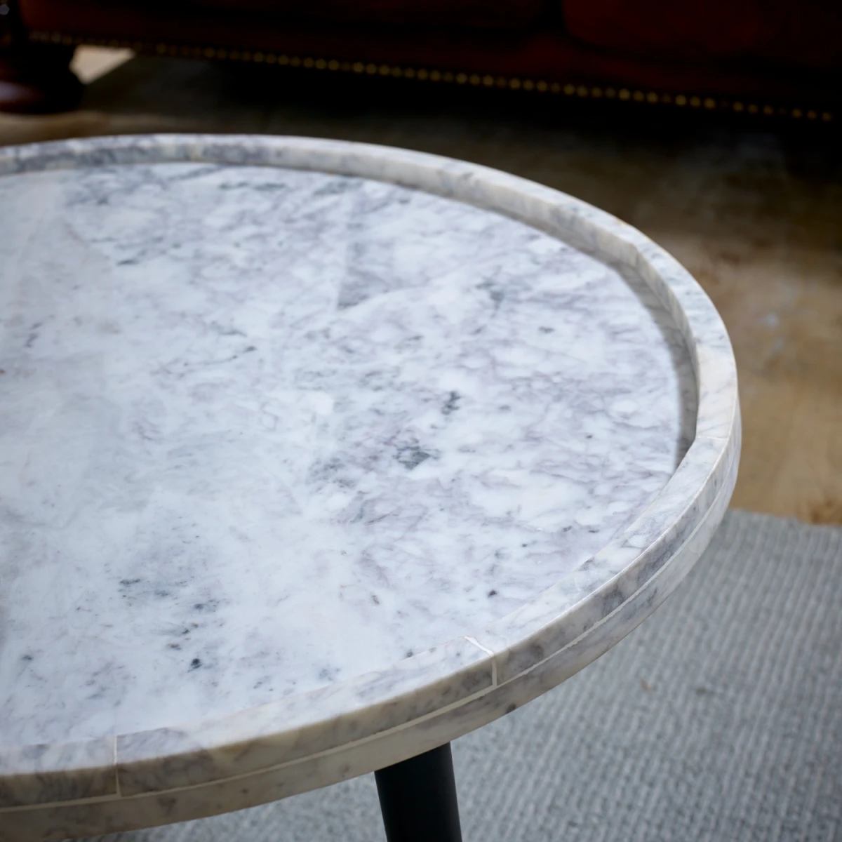 Opal Marble Coffee Table Round With Black Metal Legs Handmade in India Eco Friendly Home Decor by Indian Hub