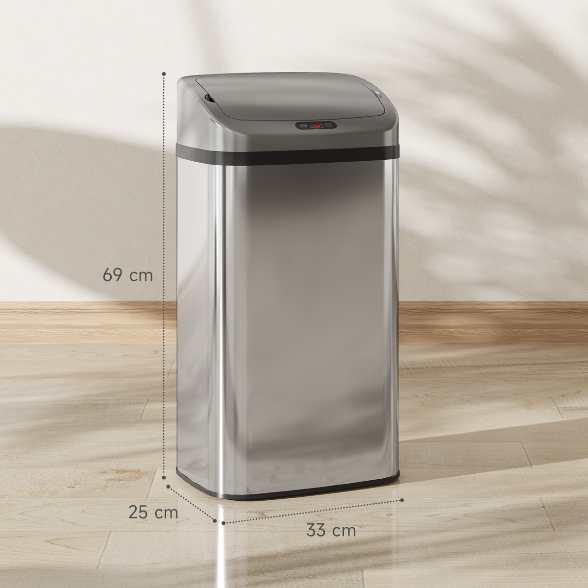 HOMCOM 48L Sensor Bin, Stainless Steel Kitchen Bin with Automatic Close - from HOMCOM