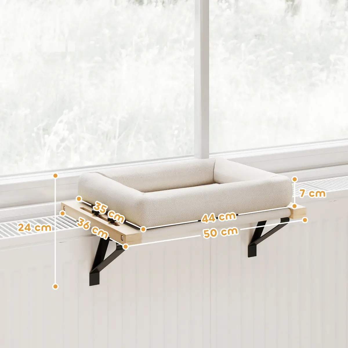 PawHut PawHut Cat Radiator Bed, Adjustable Hanging Cat Hammock with Cushion, Cream - Cat Beds