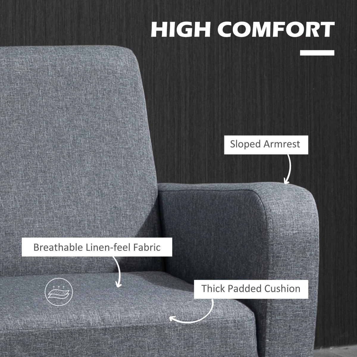 Premium Linen Armchair Compact Curved Arms For Living Room by HOMCOM