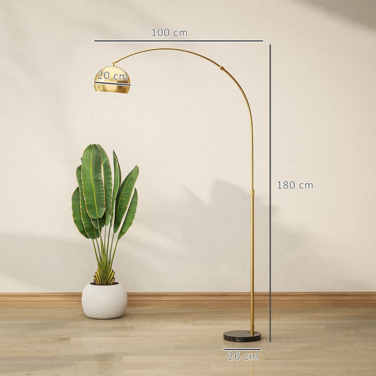 HOMCOM Arc Floor Lamp 60 Inches Flexible Design for Living Room by HOMCOM