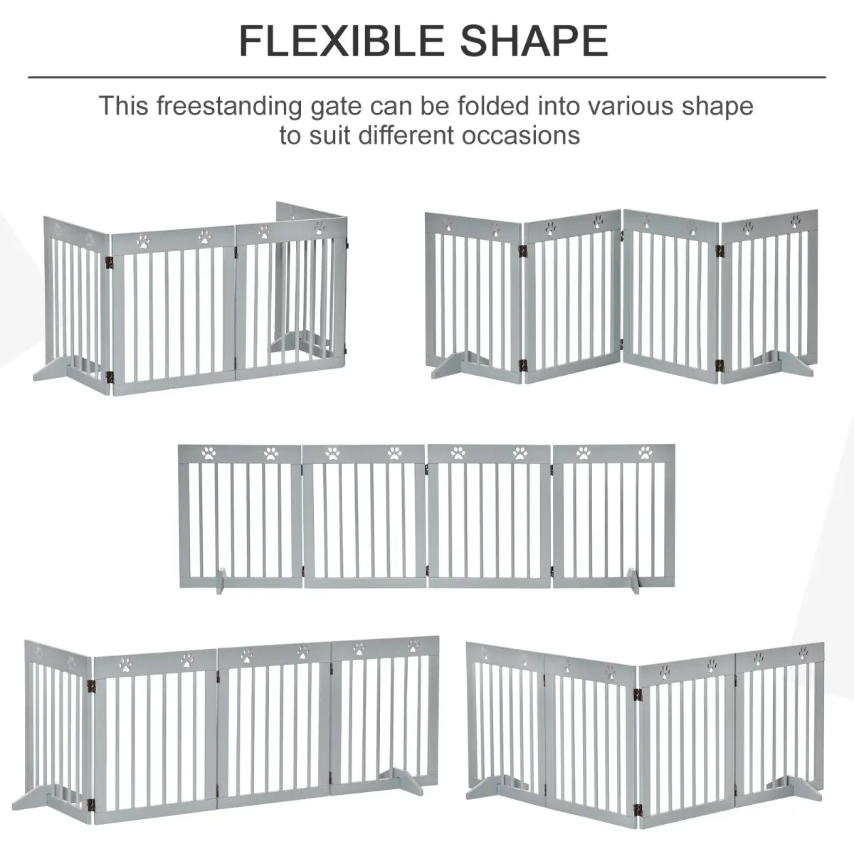 Pawhut Freestanding Pet Gate 4 Panel Folding Wooden Dog Barrier w/ Support Feet - Pet Gate