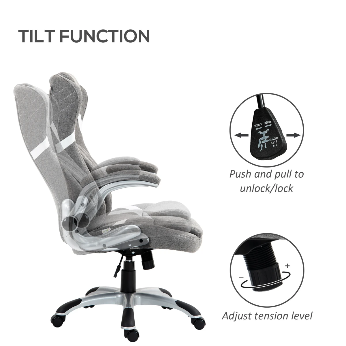 Vinsetto Vinsetto Office Chair 44-52cm Tilt Home Office - Office Chair