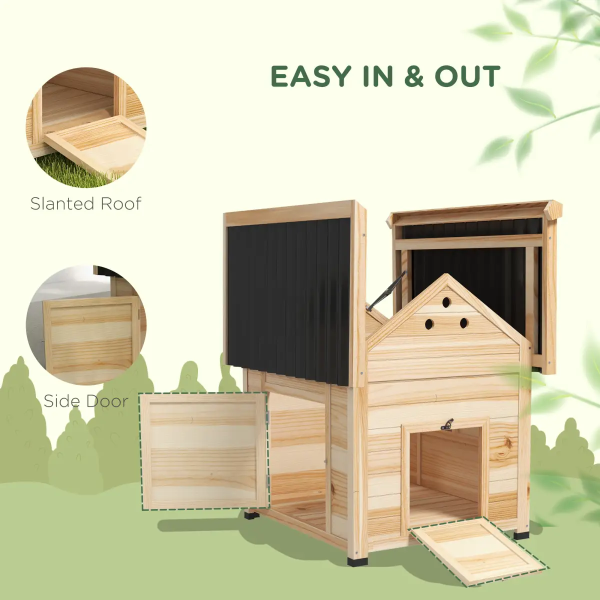 PawHut PawHut Wooden Duck House, Poultry Coop with Double Doors, Openable Roof - Chicken Coop